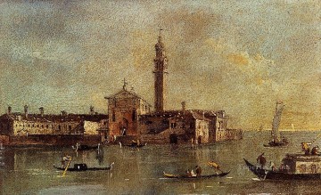 街並み Painting - アルガのサン ジョルジョ島の眺め ヴェネツィア フランチェスコ グアルディ ベネチアン